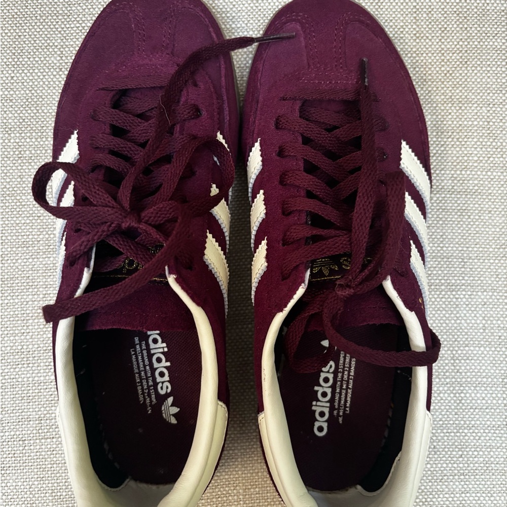 Adidas Women's Maroon and White Sneakers